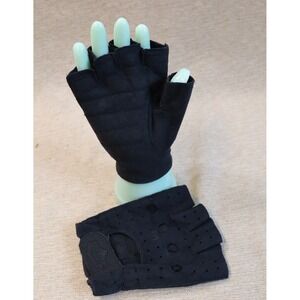 Harley Davidson Fingerless Gloves Black Faux Suede Size S Perforated Top of Hand